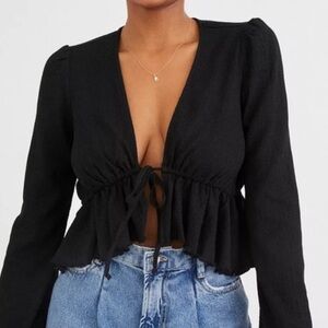 URBAN OUTFITTERS LUCILLE FRONT TIE BLOUSE